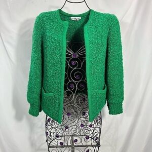 Vintage Adele Joyce green boucle cardigan size L